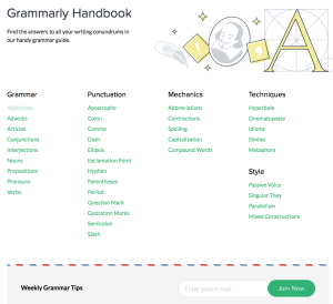 Grammarly handbook webpage